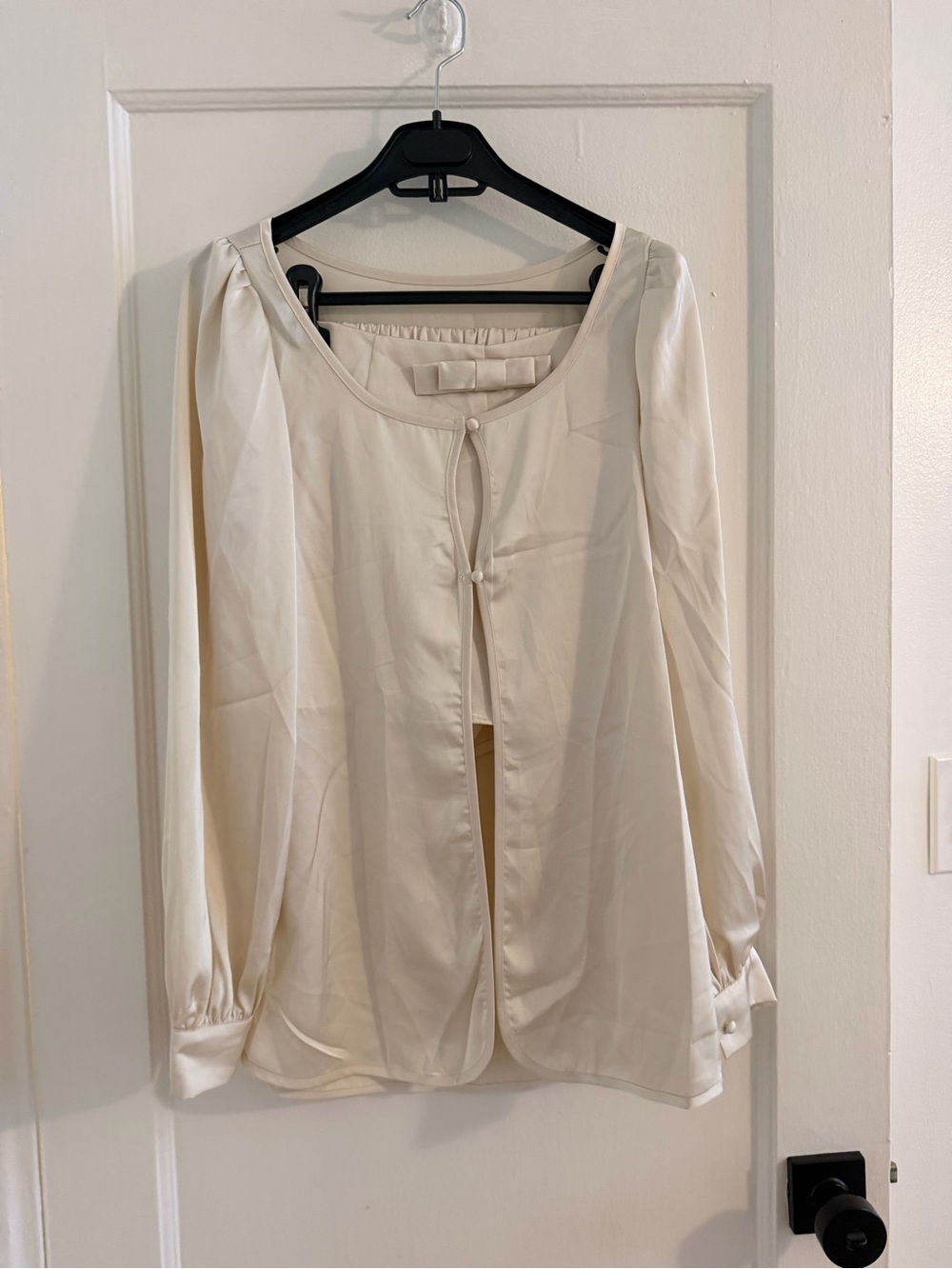 Ivory Long-Sleeve Scoop Neck Blouse/Shorts SET Bridal